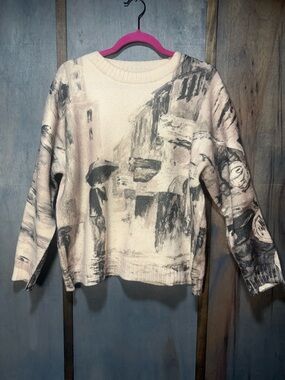 Shein Curve Man with Umbrella Print Sweater Women’s Size 0XL